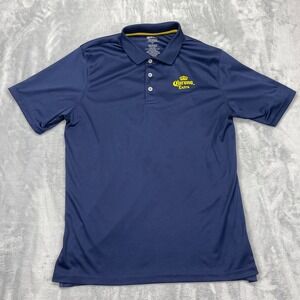 Corona Polo Shirt Mens Size L Blue‎ Slit Embroidered Logo Short Sleeve Popover